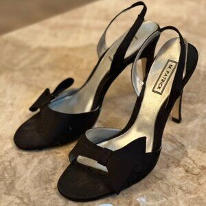 Black Strappy Sandals with Bow